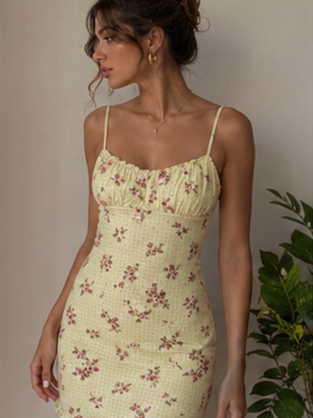 Green  Floral Slip Dress